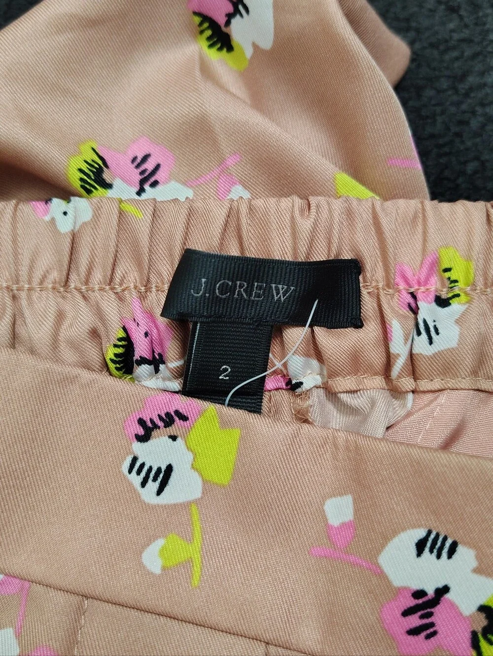 J. Crew Falling Pansies Pink Blush Pull On Trouser Pants Women Size 2 New